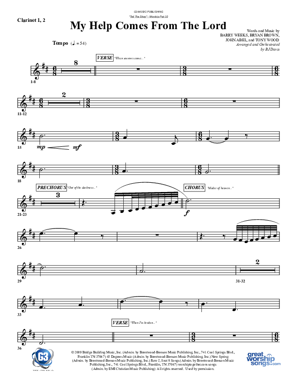 My Help Comes From The Lord Clarinet 1/2 (G3 Worship)