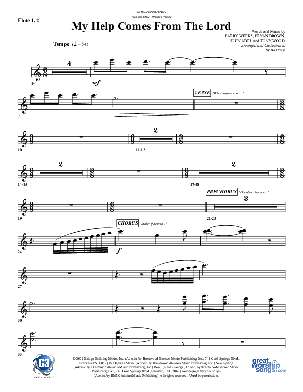 My Help Comes From The Lord Flute 1/2 (G3 Worship)