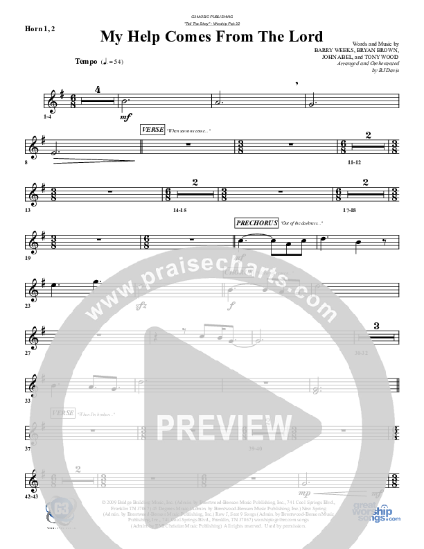 My Help Comes From The Lord French Horn 1/2 (G3 Worship)
