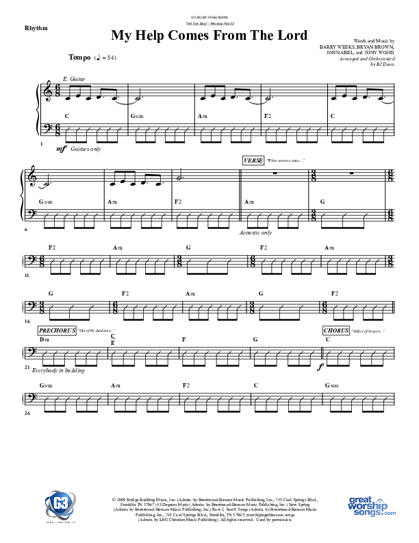 My Help Comes From The Lord Rhythm Chart (G3 Worship)