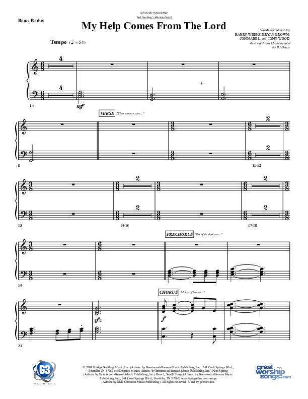 My Help Comes From The Lord Synth Brass (G3 Worship)