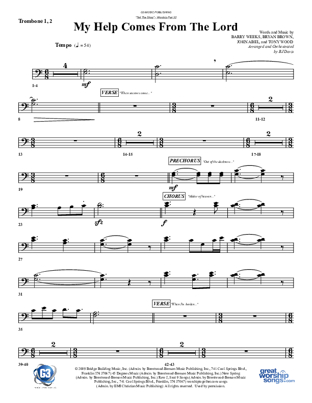 My Help Comes From The Lord Trombone 1/2 (G3 Worship)