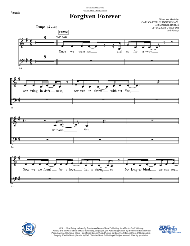 Forgiven Forever Choir Sheet (G3 Worship)