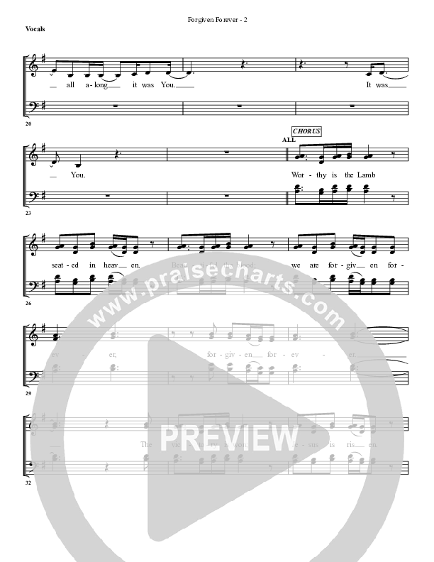 Forgiven Forever Choir Sheet (G3 Worship)