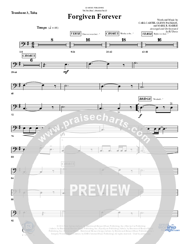 Forgiven Forever Trombone 3/Tuba (G3 Worship)