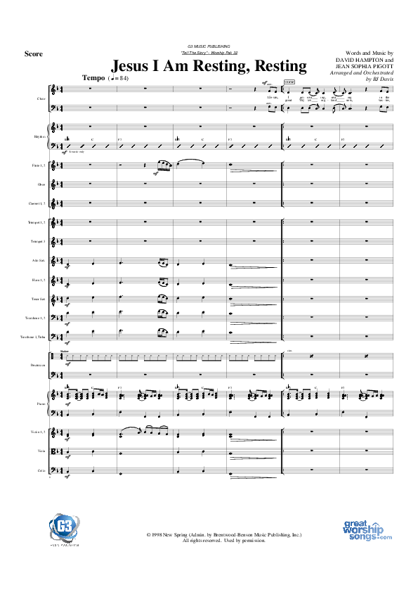 Jesus I Am Resting Resting Conductor's Score (G3 Worship)