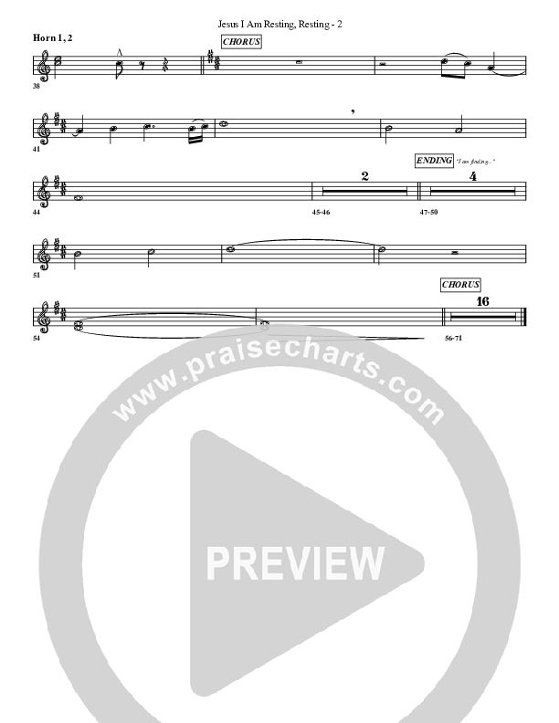 Jesus I Am Resting Resting French Horn 1/2 (G3 Worship)