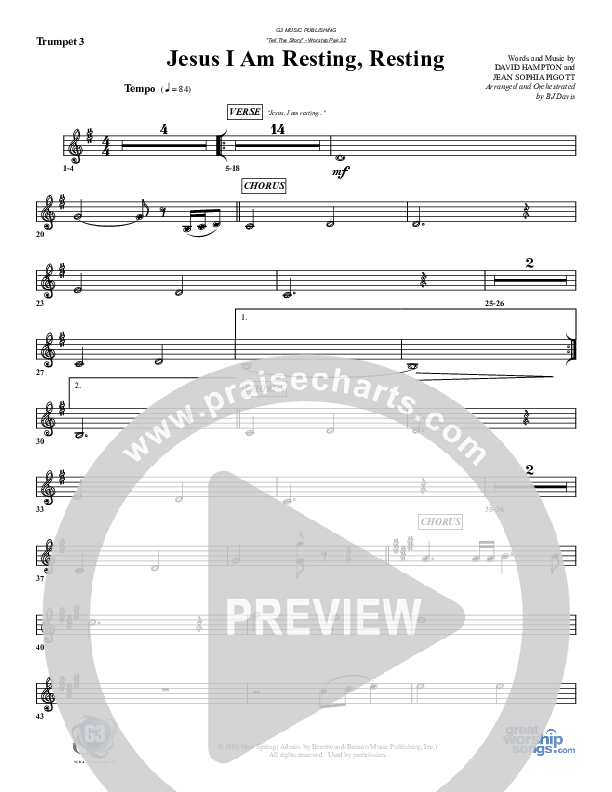 Jesus I Am Resting Resting Trumpet 3 (G3 Worship)