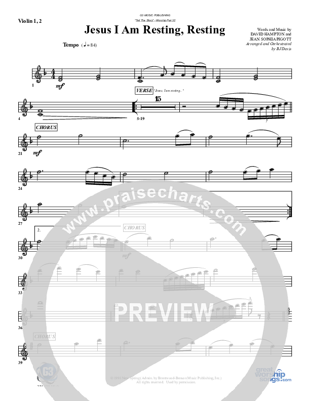 Jesus I Am Resting Resting Violin 1/2 (G3 Worship)