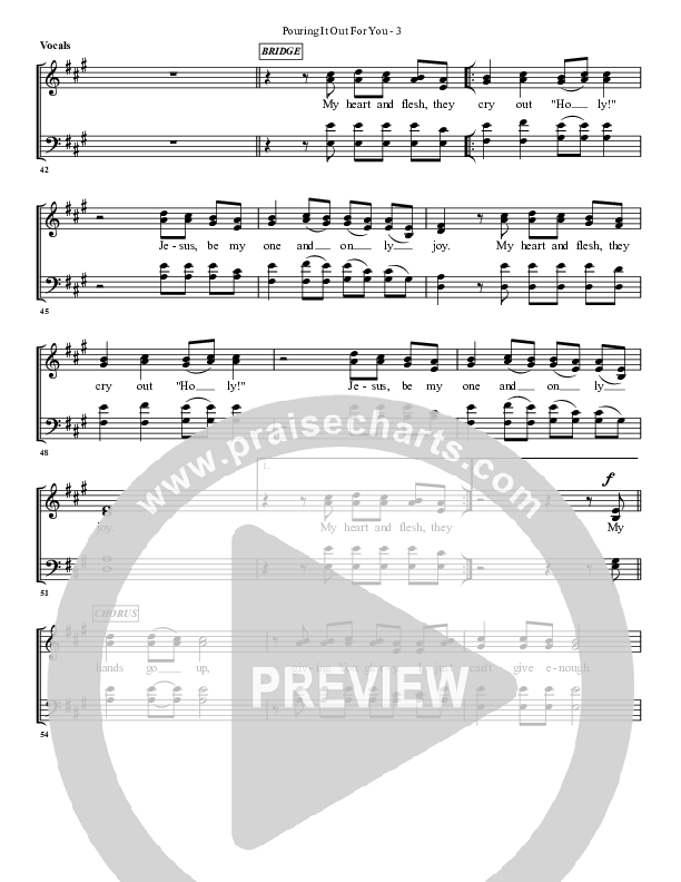 Pouring It Out For You Choir Sheet (G3 Worship)