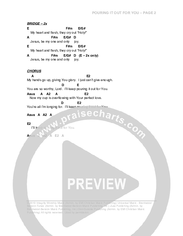 Pouring It Out For You Chord Chart (G3 Worship)