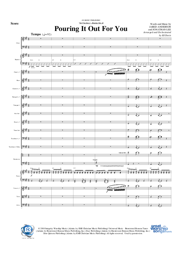 Pouring It Out For You Orchestration (G3 Worship)