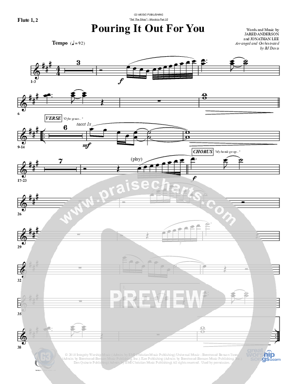Pouring It Out For You Flute 1/2 (G3 Worship)