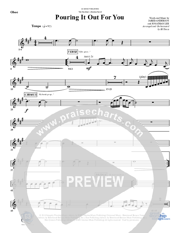 Pouring It Out For You Oboe (G3 Worship)