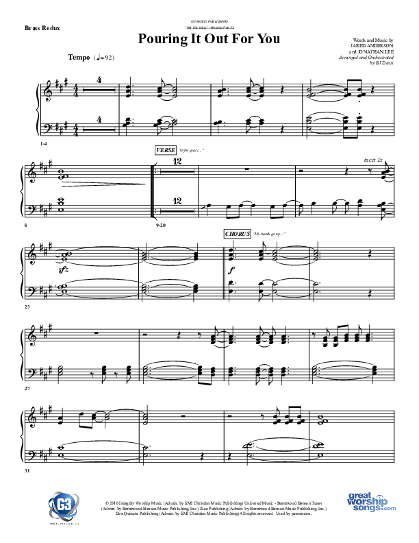 Pouring It Out For You Synth Brass (G3 Worship)
