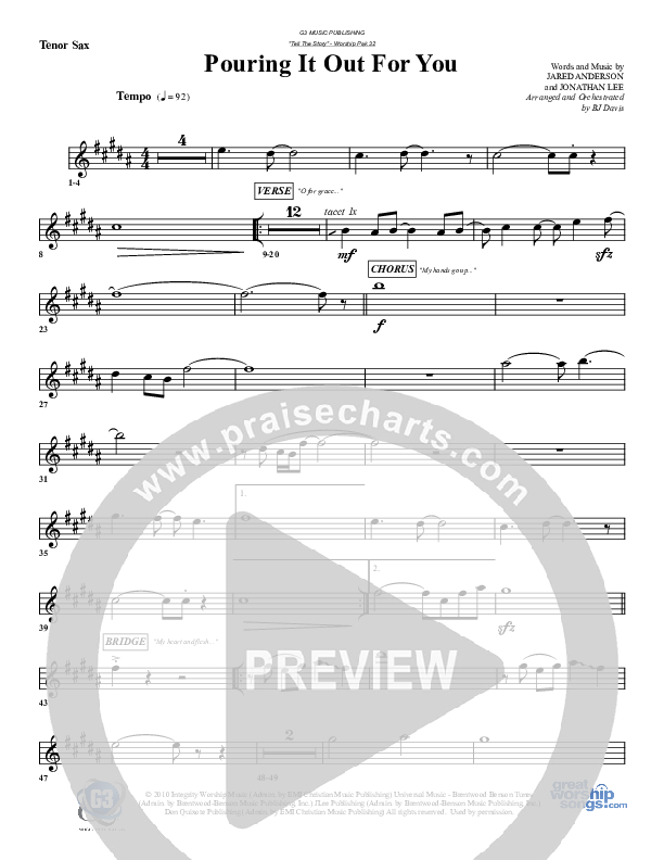 Pouring It Out For You Tenor Sax 2 (G3 Worship)