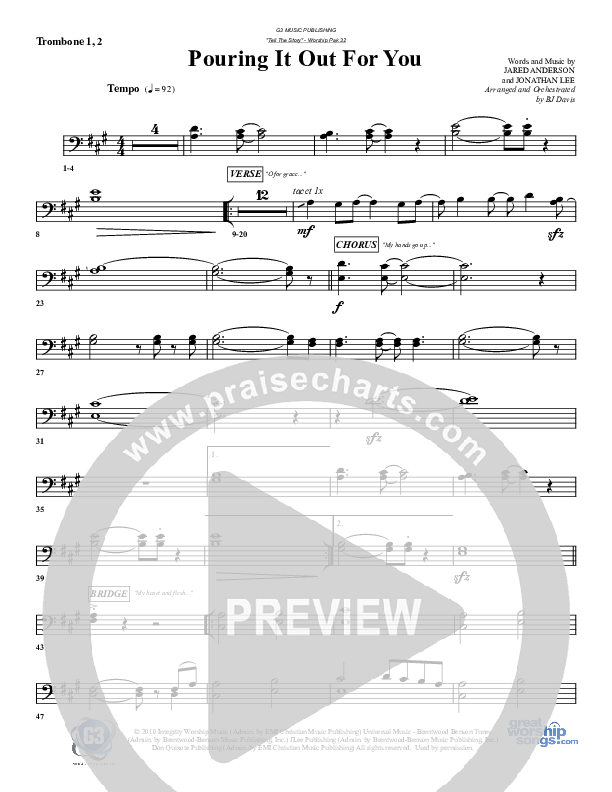 Pouring It Out For You Trombone 1/2 (G3 Worship)