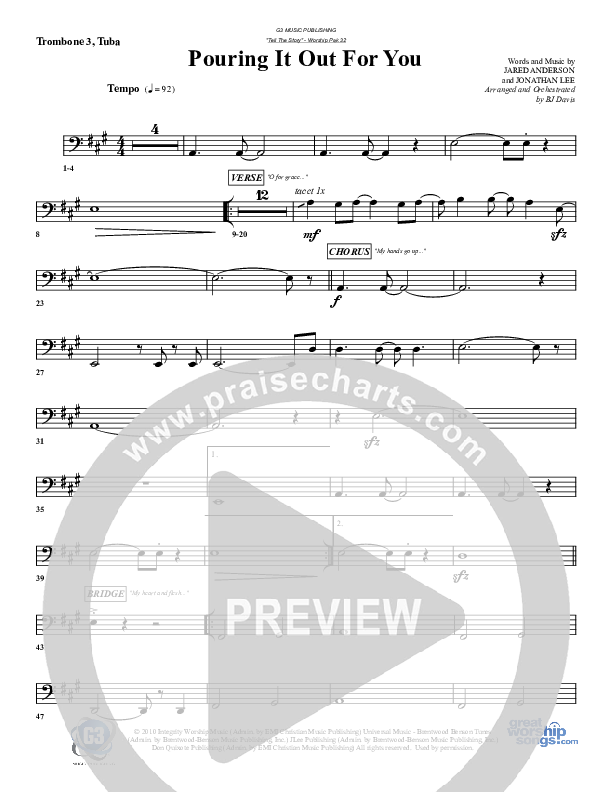 Pouring It Out For You Trombone 3/Tuba (G3 Worship)
