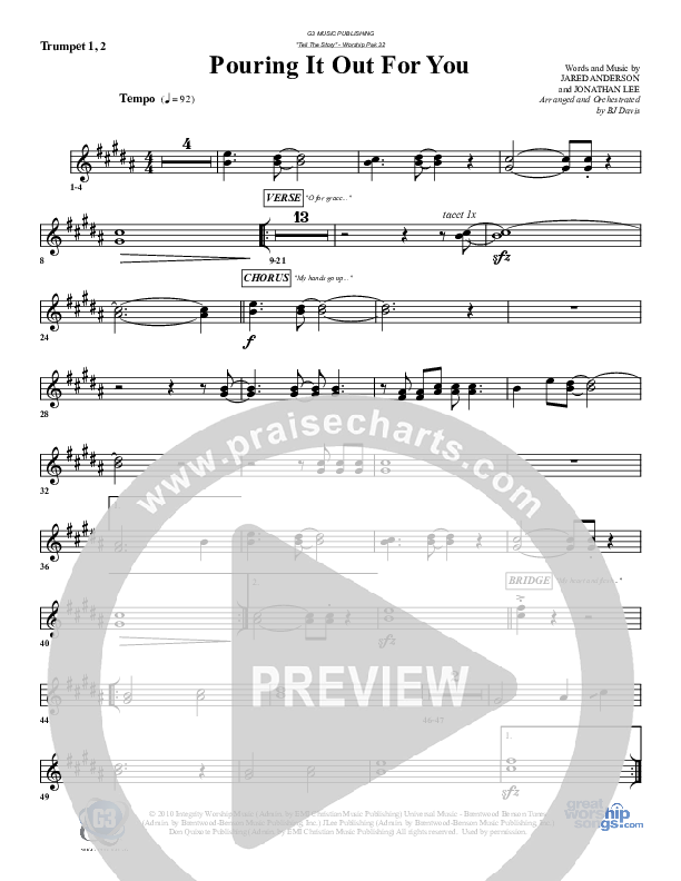 Pouring It Out For You Trumpet 1,2 (G3 Worship)
