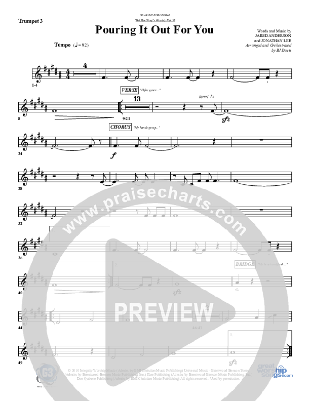 Pouring It Out For You Trumpet 3 (G3 Worship)