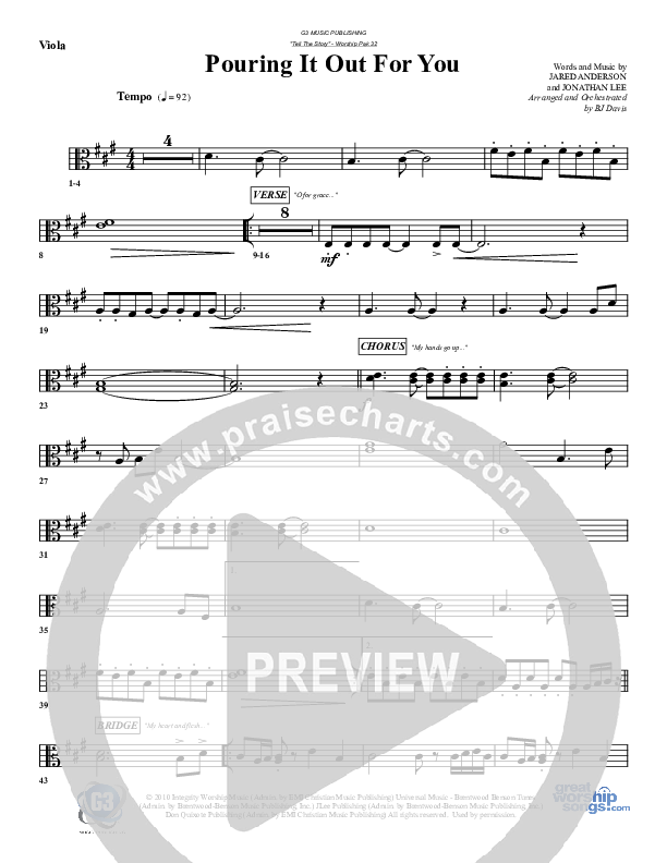 Pouring It Out For You Viola (G3 Worship)