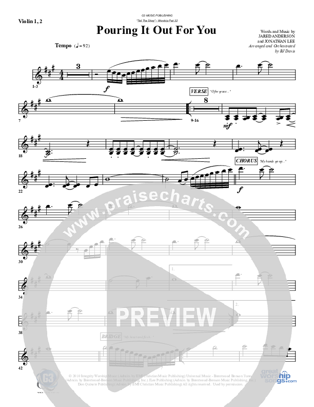 Pouring It Out For You Violin 1/2 (G3 Worship)