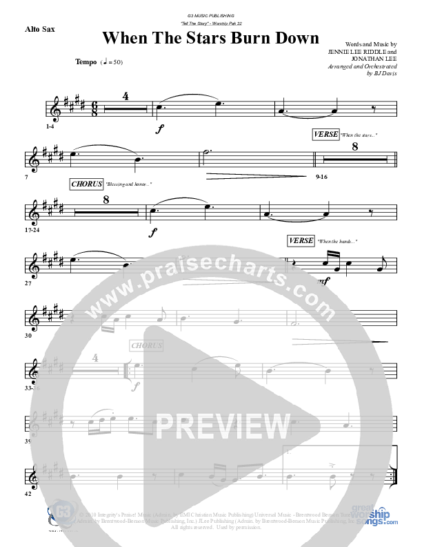 When The Stars Burn Down Alto Sax (G3 Worship)