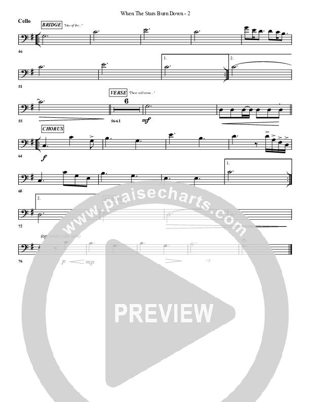 When The Stars Burn Down Cello (G3 Worship)