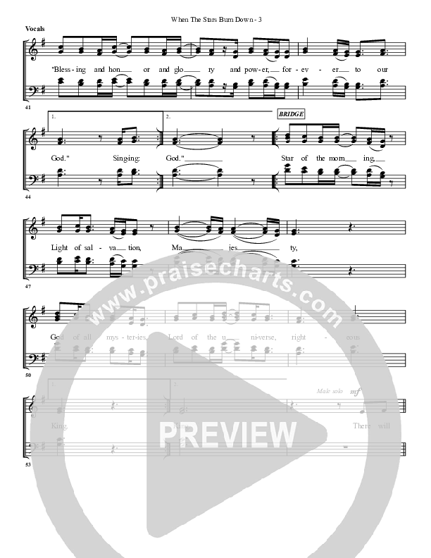 When The Stars Burn Down Choir Sheet (G3 Worship)