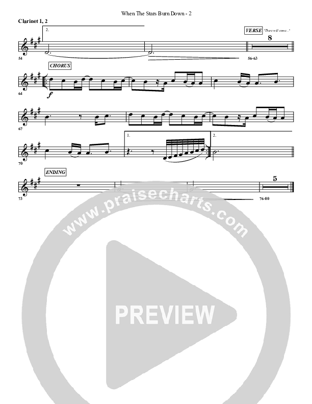 When The Stars Burn Down Clarinet 1/2 (G3 Worship)