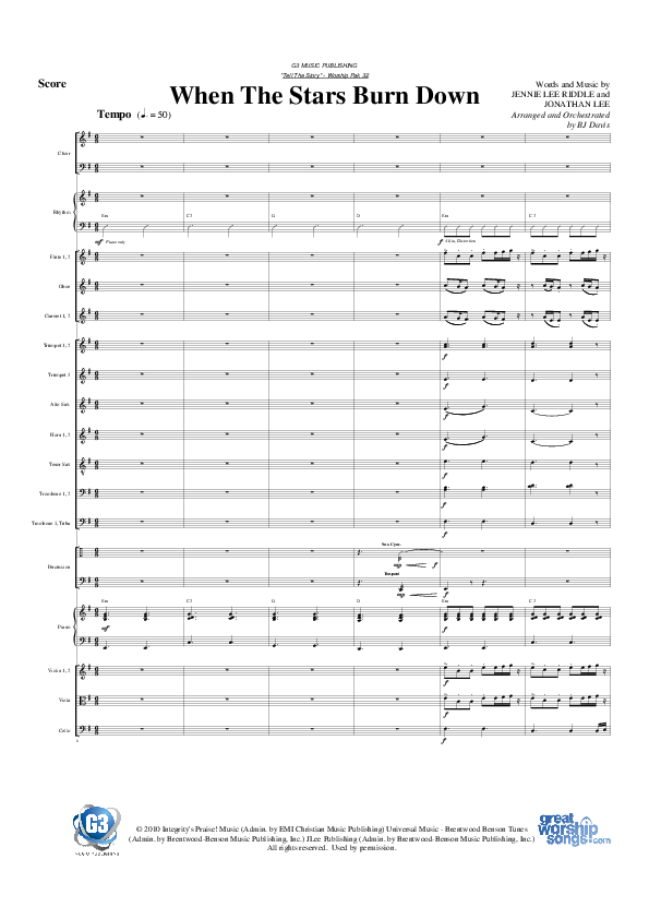 When The Stars Burn Down Conductor's Score (G3 Worship)