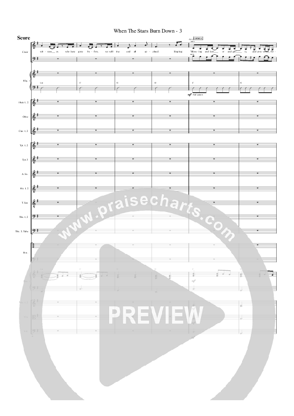 When The Stars Burn Down Conductor's Score (G3 Worship)