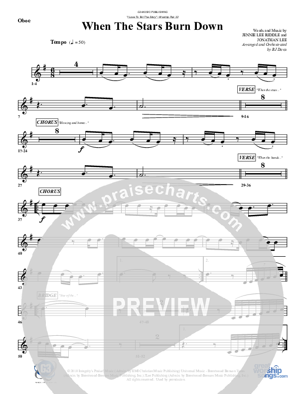 When The Stars Burn Down Oboe (G3 Worship)