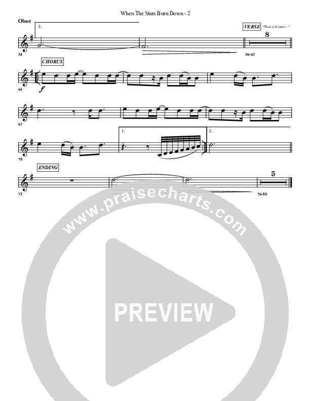 When The Stars Burn Down Oboe (G3 Worship)