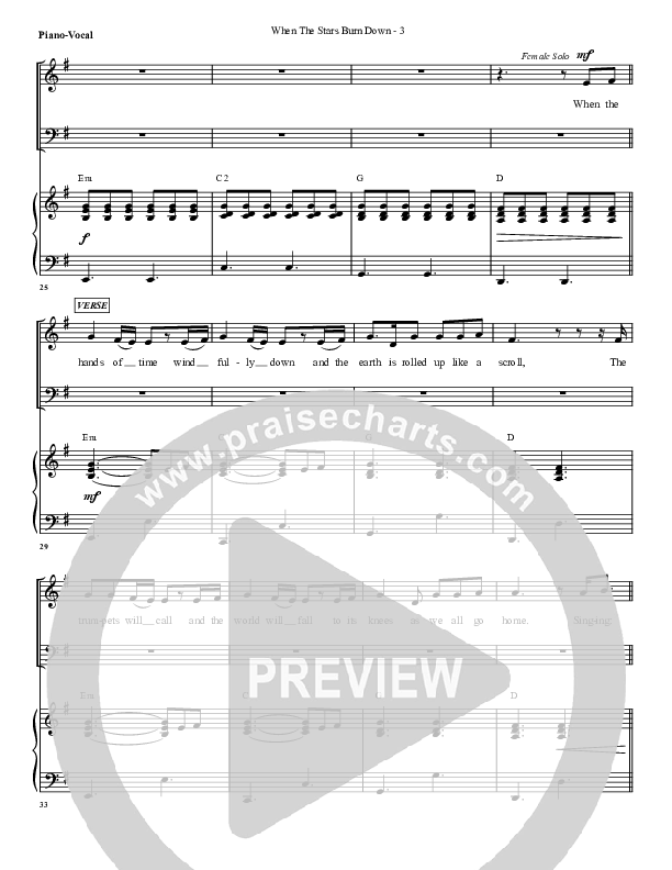 When The Stars Burn Down Piano/Vocal & Lead (G3 Worship)