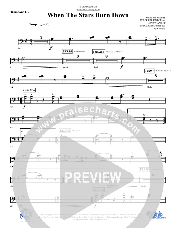 When The Stars Burn Down Trombone 1/2 (G3 Worship)