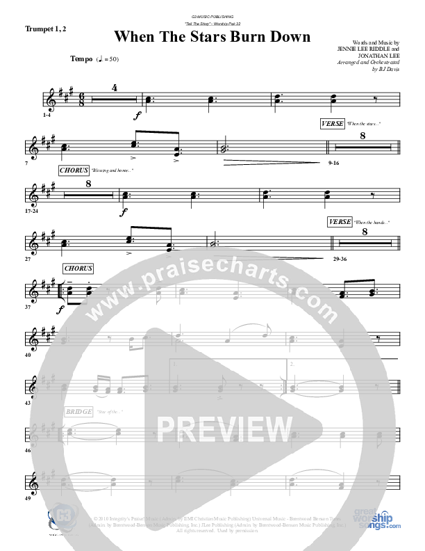 When The Stars Burn Down Trumpet 1,2 (G3 Worship)