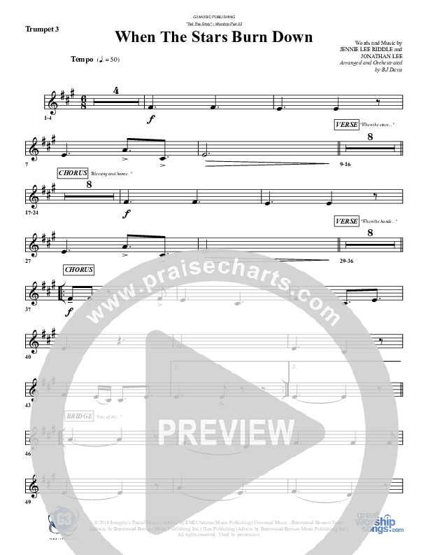 When The Stars Burn Down Trumpet 3 (G3 Worship)