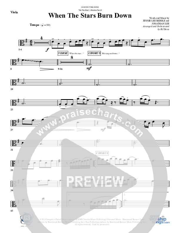When The Stars Burn Down Viola (G3 Worship)