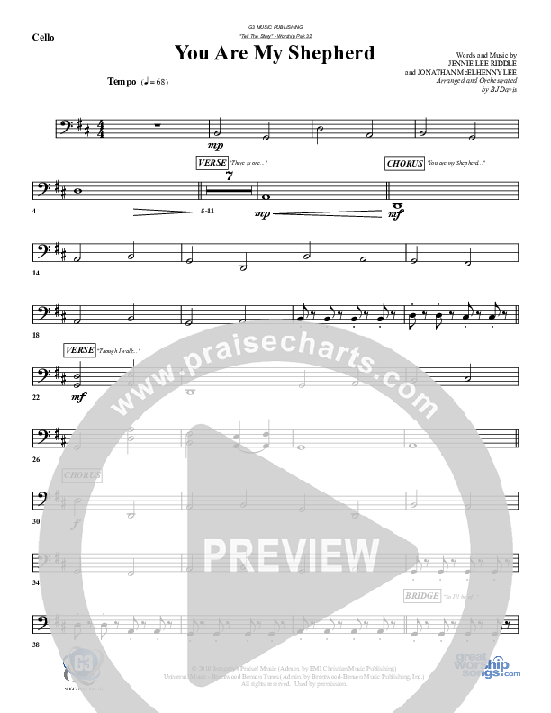 You Are My Shepherd Cello (G3 Worship)