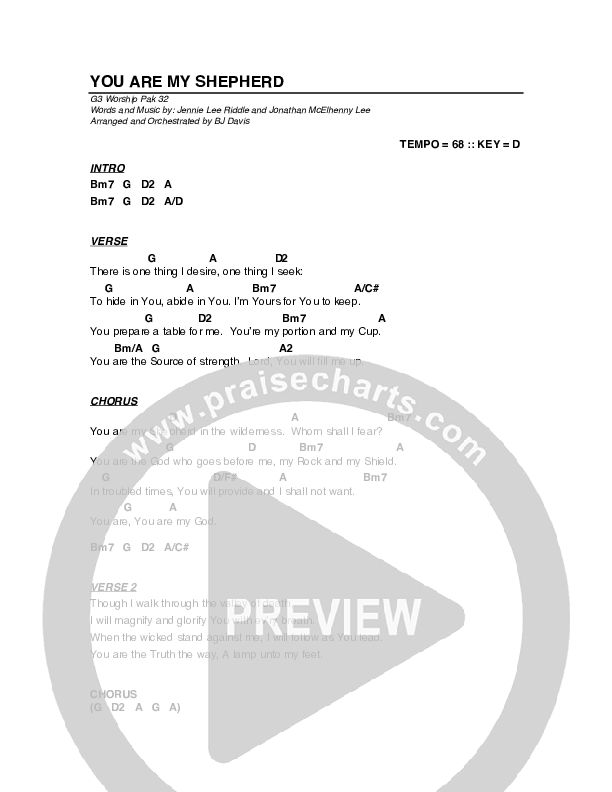 You Are My Shepherd Chords & Lyrics (G3 Worship)
