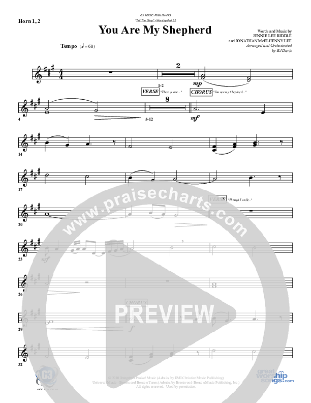 You Are My Shepherd French Horn 1/2 (G3 Worship)