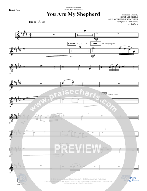 You Are My Shepherd Tenor Sax 2 (G3 Worship)