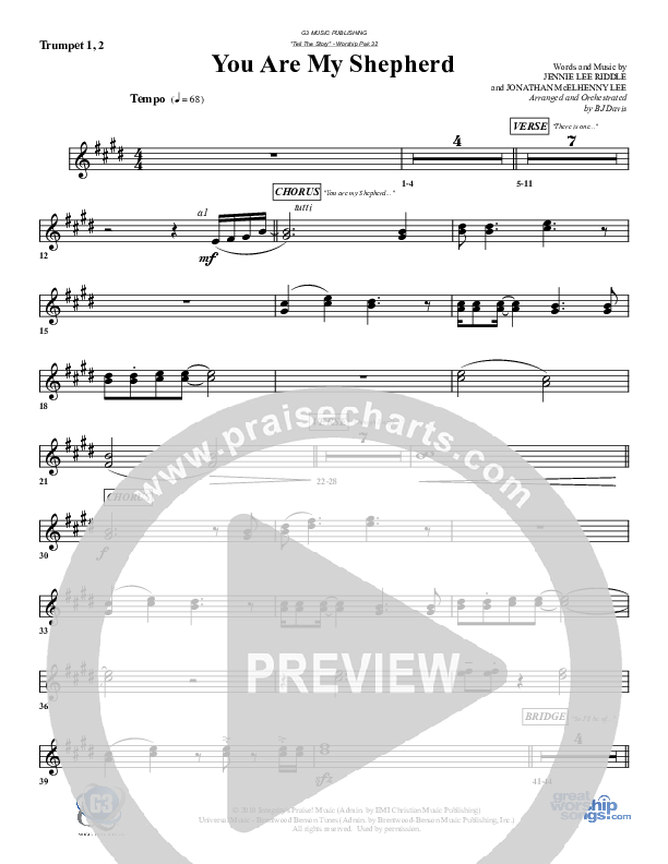 You Are My Shepherd Trumpet 1,2 (G3 Worship)