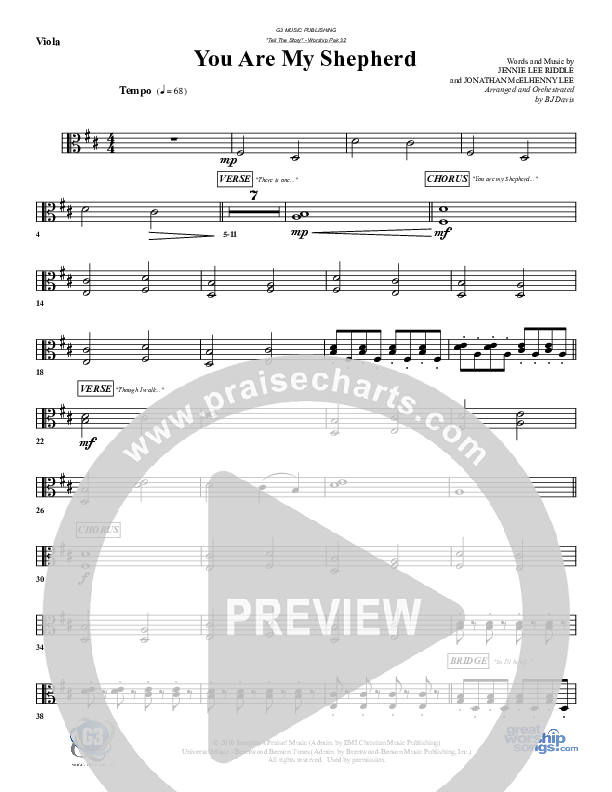 You Are My Shepherd Viola (G3 Worship)