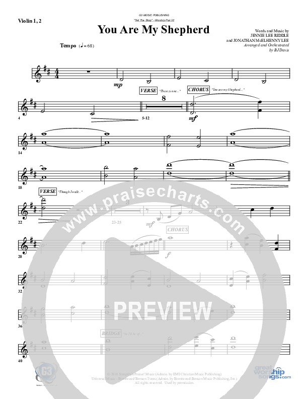 You Are My Shepherd Violin 1/2 (G3 Worship)