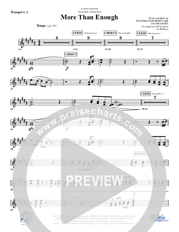 More Than Enough Trumpet 1,2 (G3 Worship)