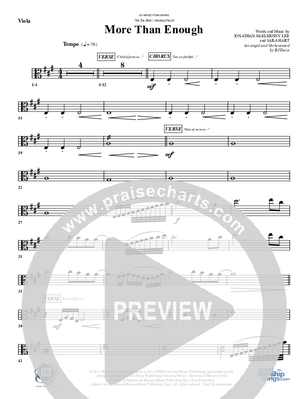More Than Enough Viola (G3 Worship)