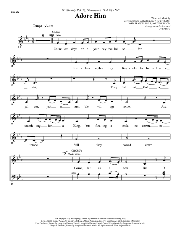 Adore Him Lead Sheet (G3 Worship)