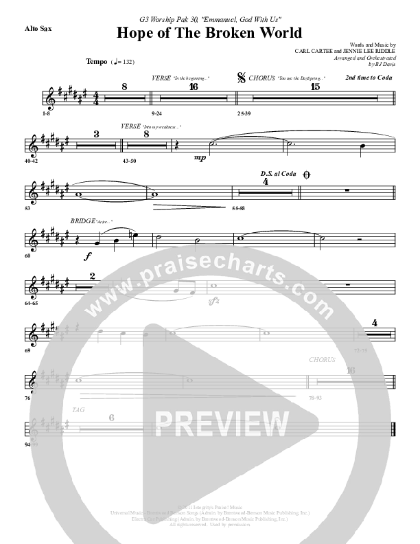 Hope Of The Broken World Alto Sax (G3 Worship)